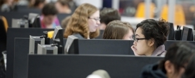 Student at computer