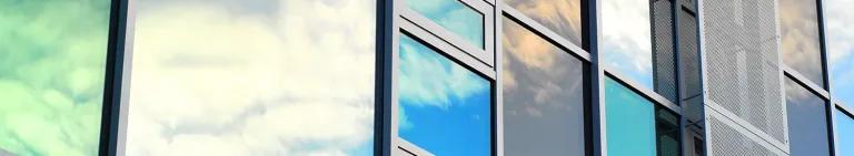A section of a building with windows