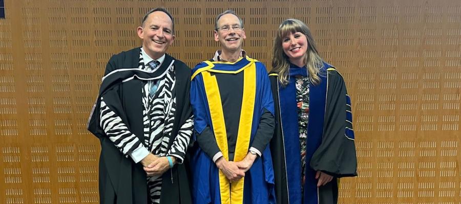 Proffesor Adam, Ian Dunn, Lindsay Jaacks at their inagural lecture showcase event