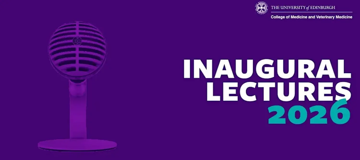 CMVM presents inaugural lectures 2026 purple logo with text and microphone