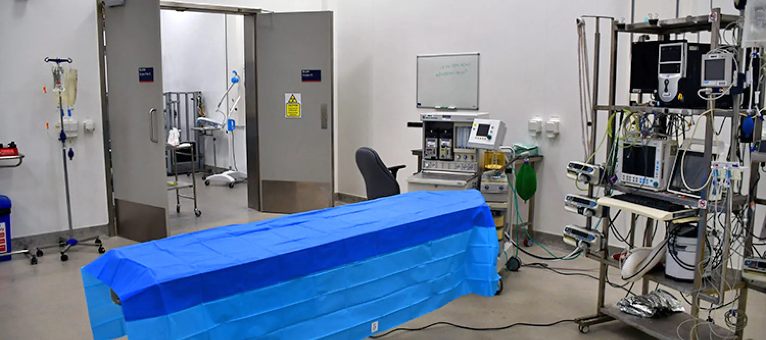 A surgical room in the Large Animal Research and Imaging Facility.