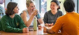 Laughing vet students in the view