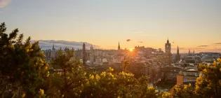 Edinburgh skyline at sunset