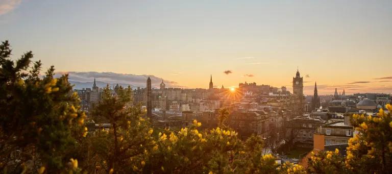 Edinburgh skyline at sunset