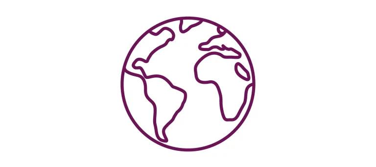 outlined icon of plkanet earth