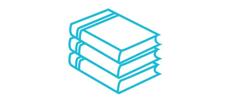 outlined icon of a pile of books