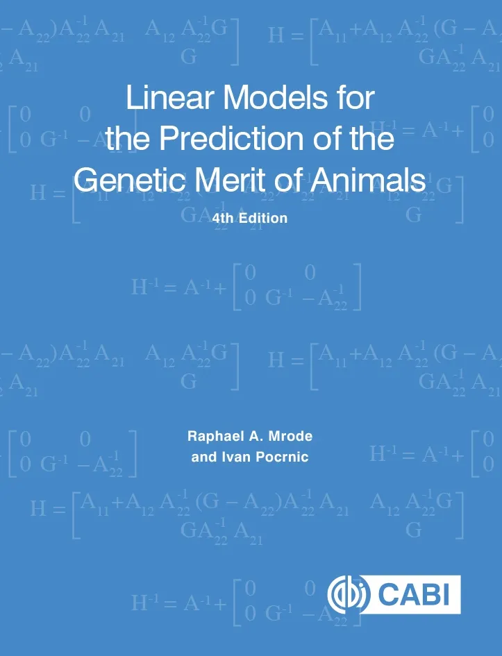 Image of the front cover of the text book on linear models for the prediction of the genetic merit of animals