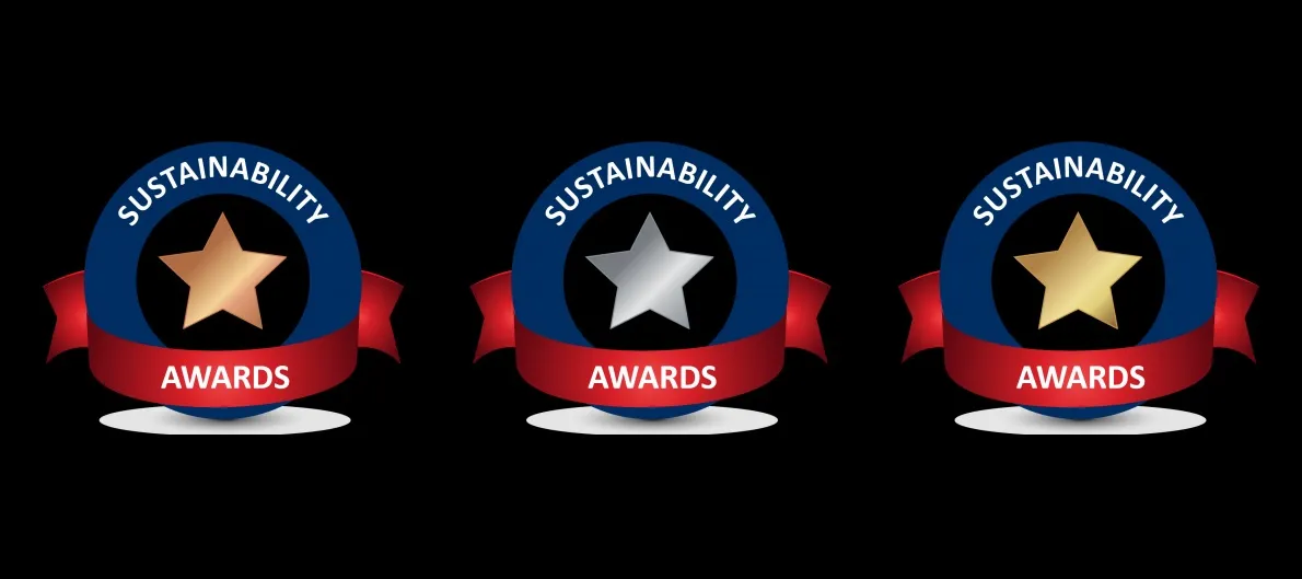 Bronze, silver, and gold sustainability award logos