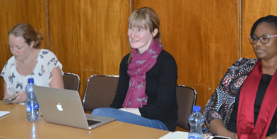 Emily Clark with AWARD Deputy Director Michèle Mbo'o-Tchouawou at kick-off event