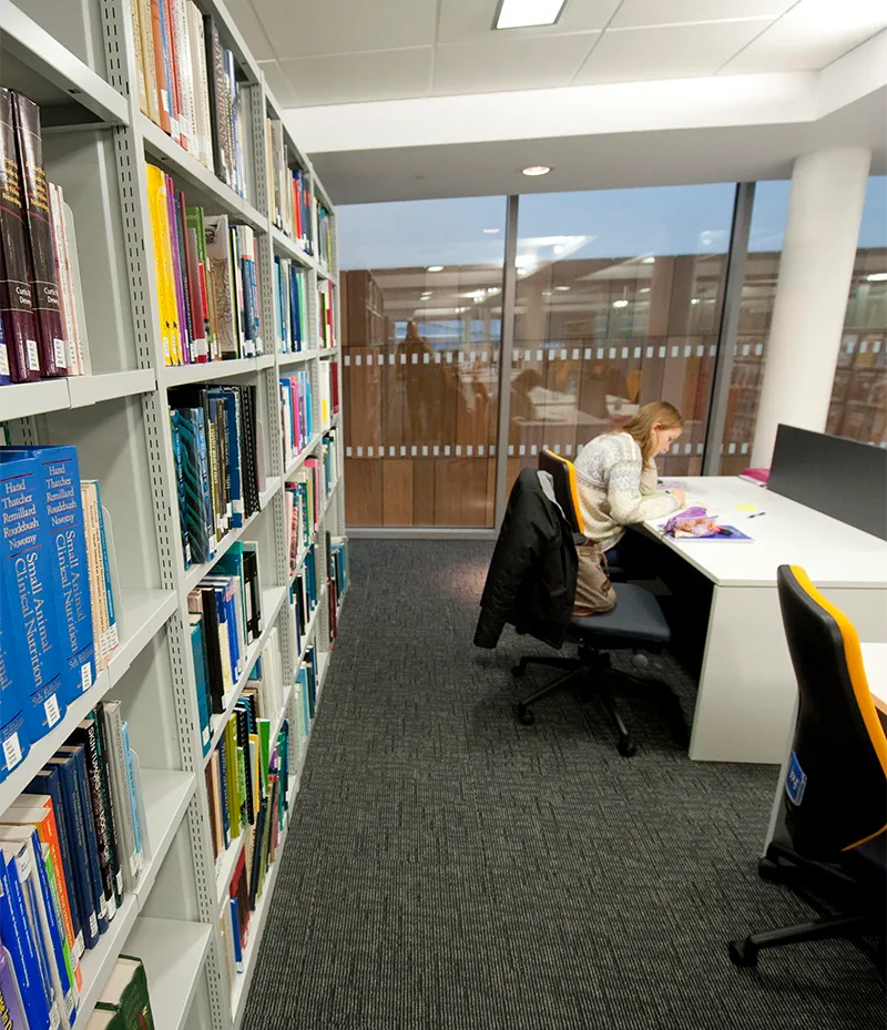 The library in the vet school