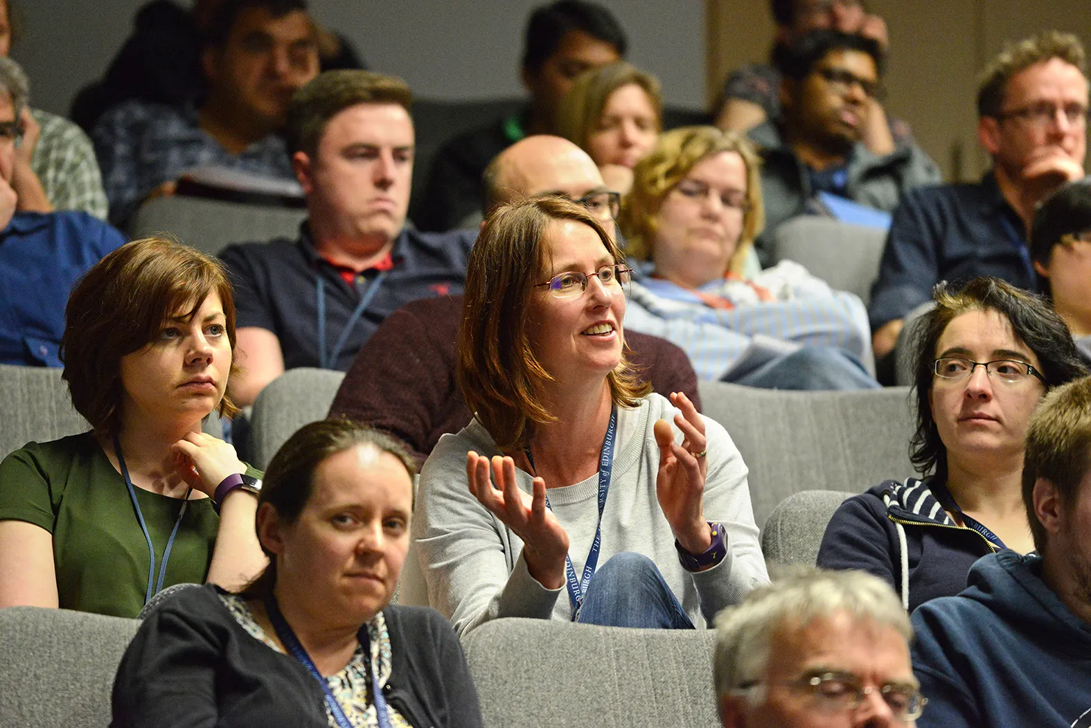 An audience member asking a question