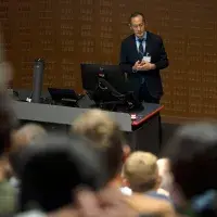 Prof Shinya Yamanaka talking during his lecture