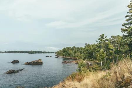 A view of Lake Superior from the shoreline