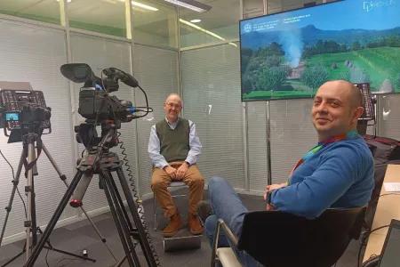 Ivan Pocrnic and Geoff Simm with camera equipment for an interview