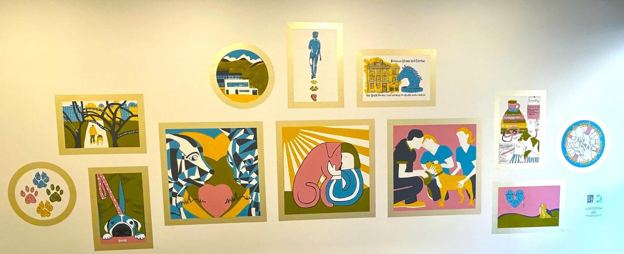 A colourful mural on a wall