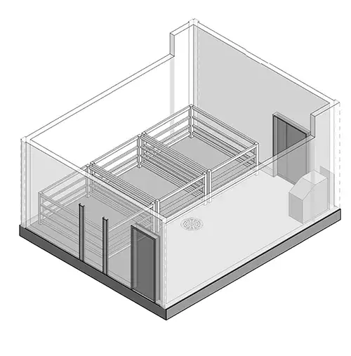 Render of isolation unit at the LARIF