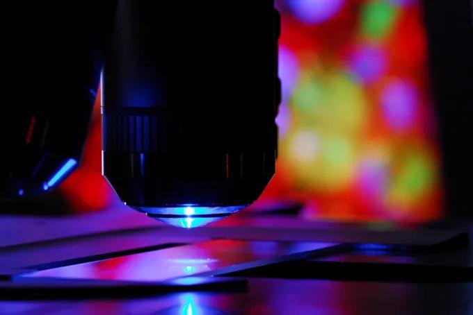 Close up image of a microscope