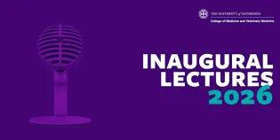 CMVM presents inaugural lectures 2026 purple logo with text and microphone