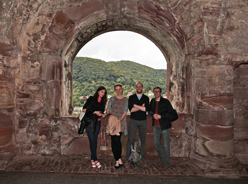 Group photo in old building