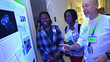 People viewing posters at Easter Bush Campus Open Day