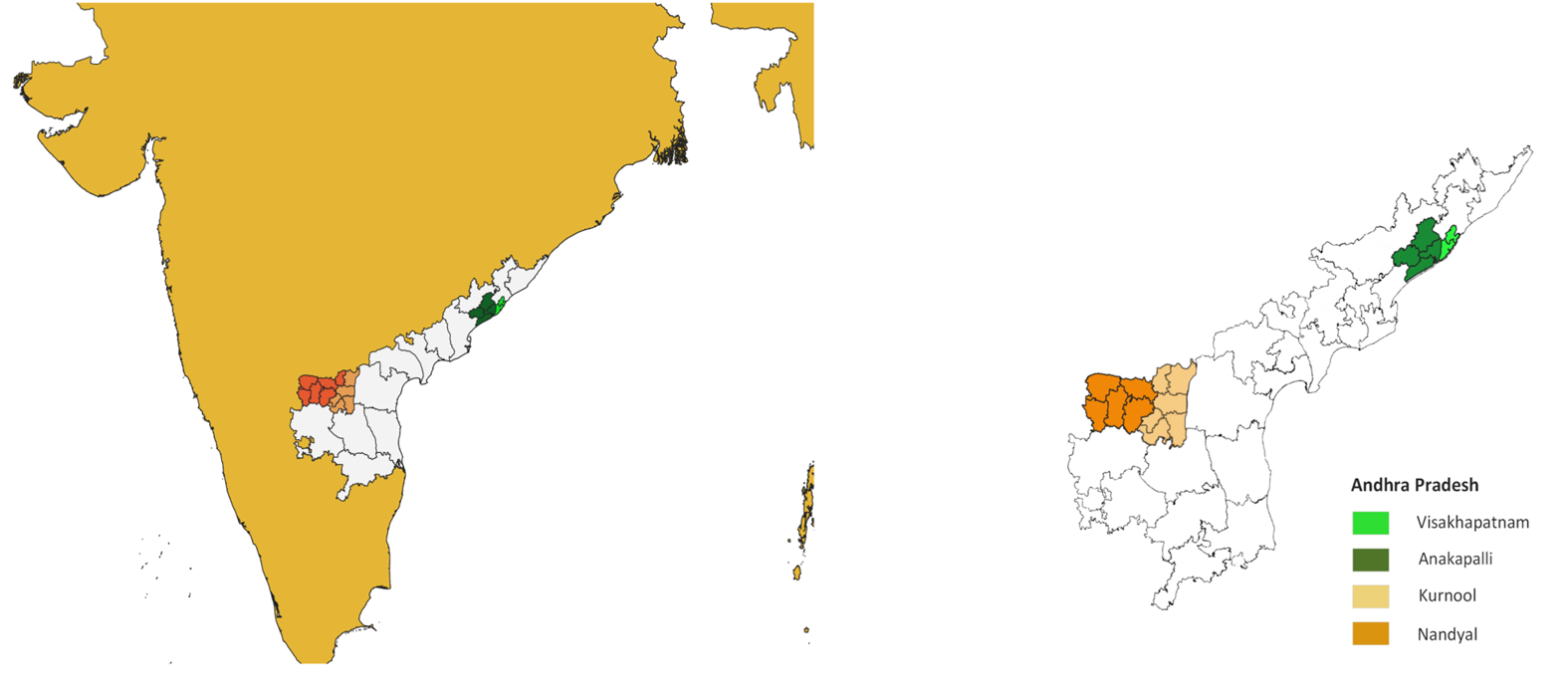 Maps showing where the Bloom study takes place