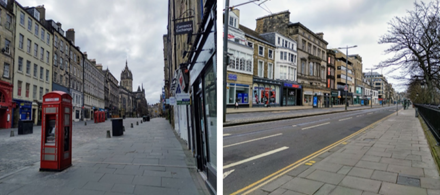 Images - The usually bustling Royal Mile and Princes Street in Edinburgh, following the declaration of a “lockdown” to control the spread of COVID-19.