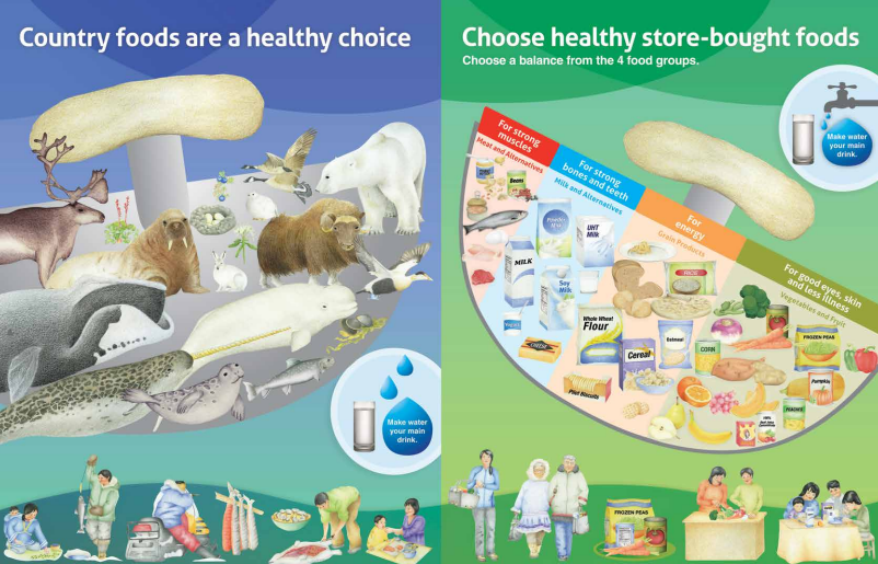 Graphic showing healthy food options available in Nunavut