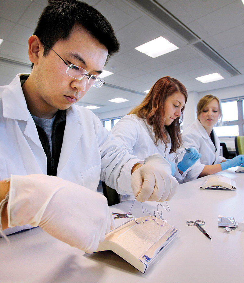 Students learning in the clinical skills lab