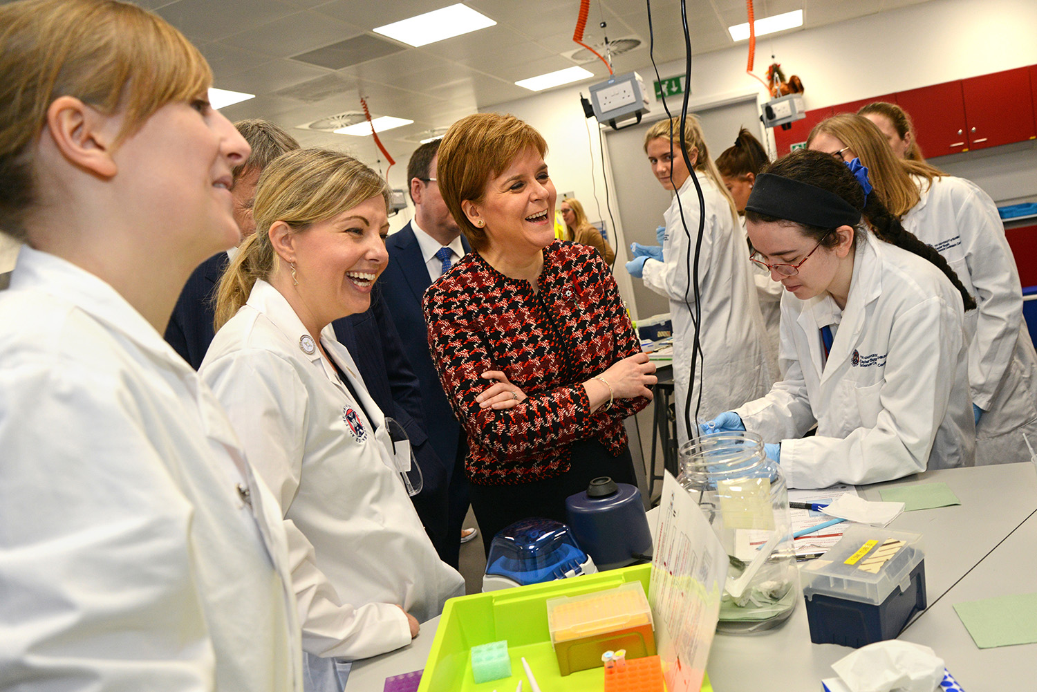 First Minister with EBSOC Officer Jayne Quoiani delivering a workshop to pupils from Musselburgh.