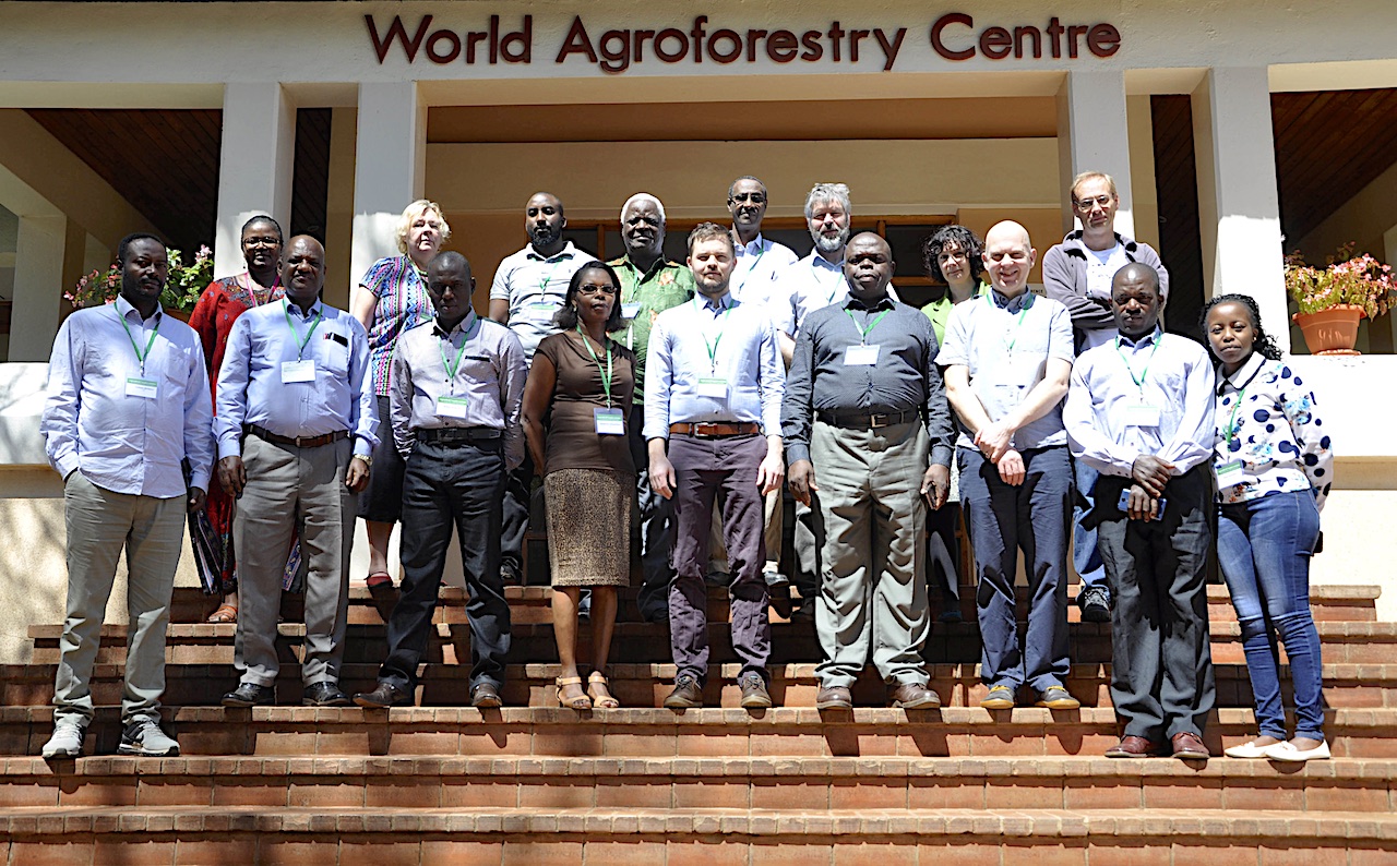  Project members on the steps of the World Agroforestry centre in Nairobi.