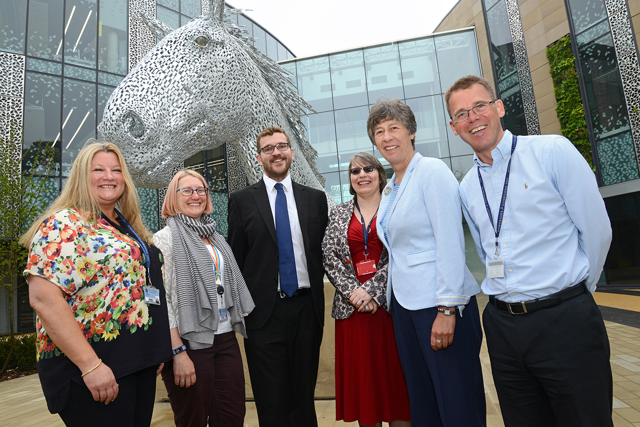 Liz Smith and Oliver Mundell with others outside the Charnock Bradley Building