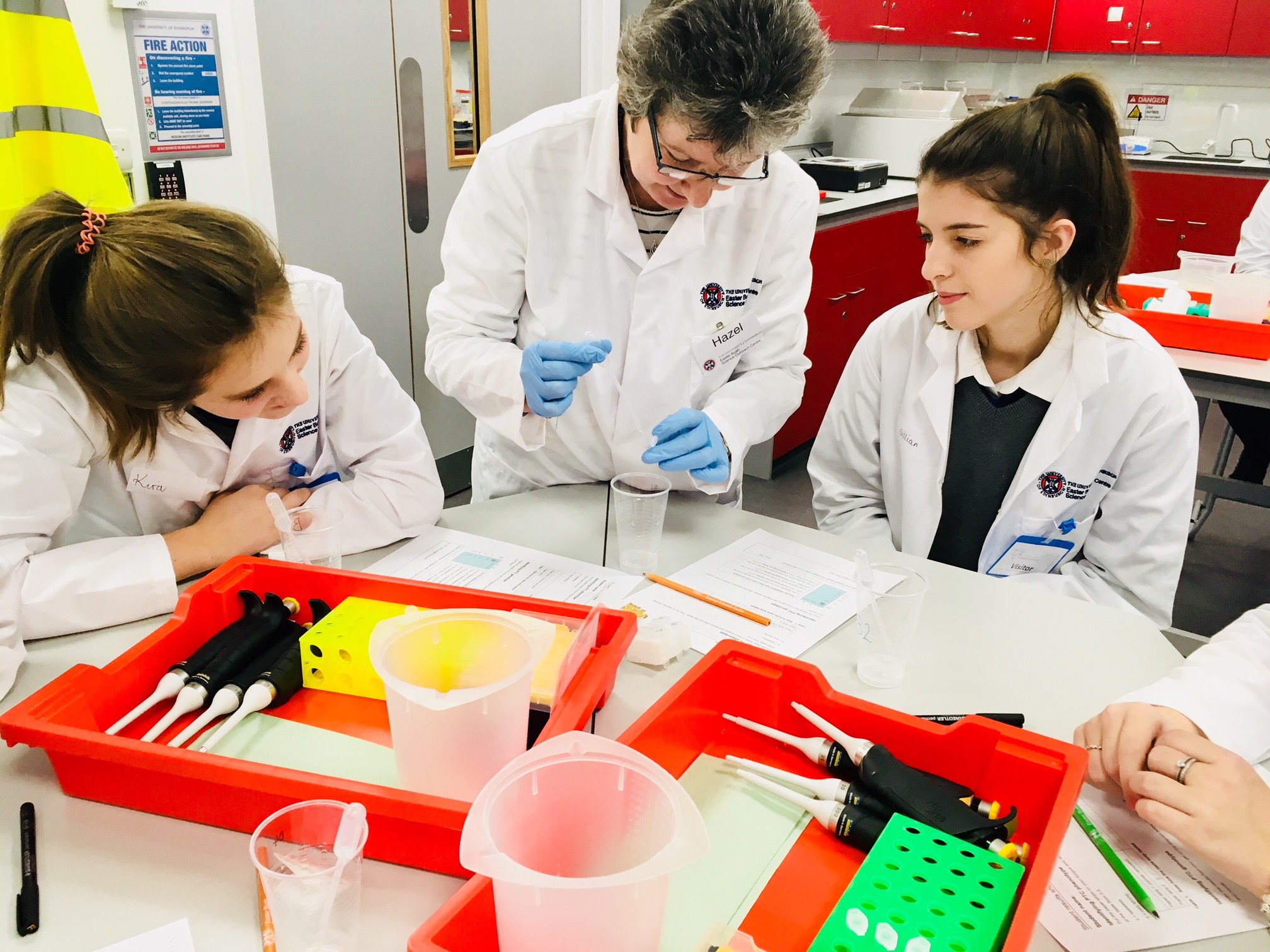 Pupils and researcher at the Easter Bush Science Outreach Centre