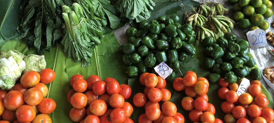 Vegetables in an open air market