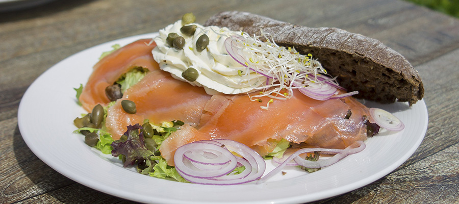 A plate of salmon.