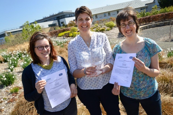 Pictured with their award and certificates are Dr Tamsin Coombs, Dr Susan Jarvis and Dr Fritha Langford